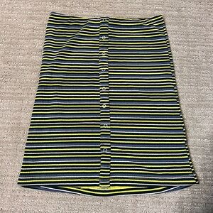 Olivaceous Striped Ribbed Lined Knit Skirt Size: M